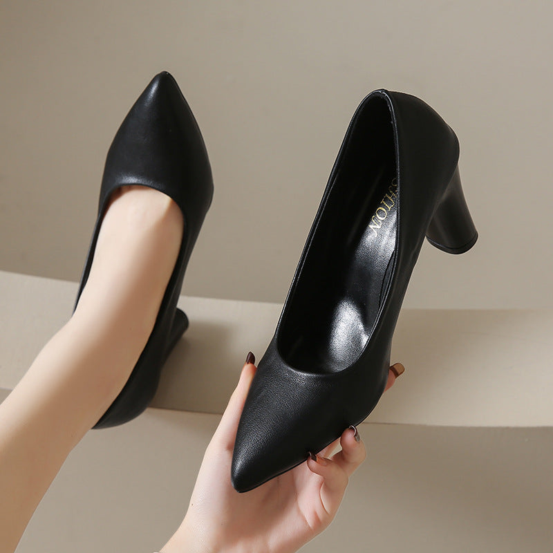 35-45 size plus size women's shoes with skirt temperament thick heel high heels new small fragrant style shoes spring and autumn
