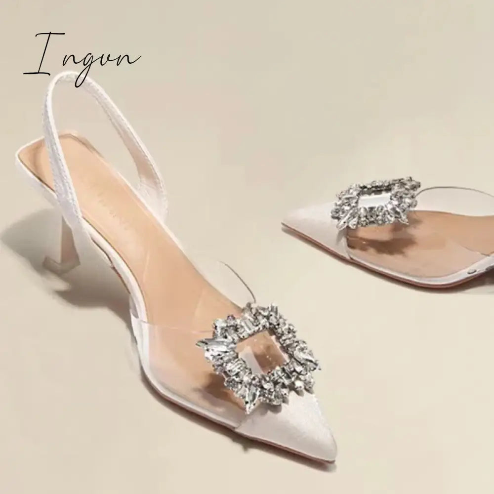 Ingvn - Summer Fashion New Sexy Banquet Comfortable Crystal Transparent Solid Color Pointed Toe Women's High Heels sandals women 2024
