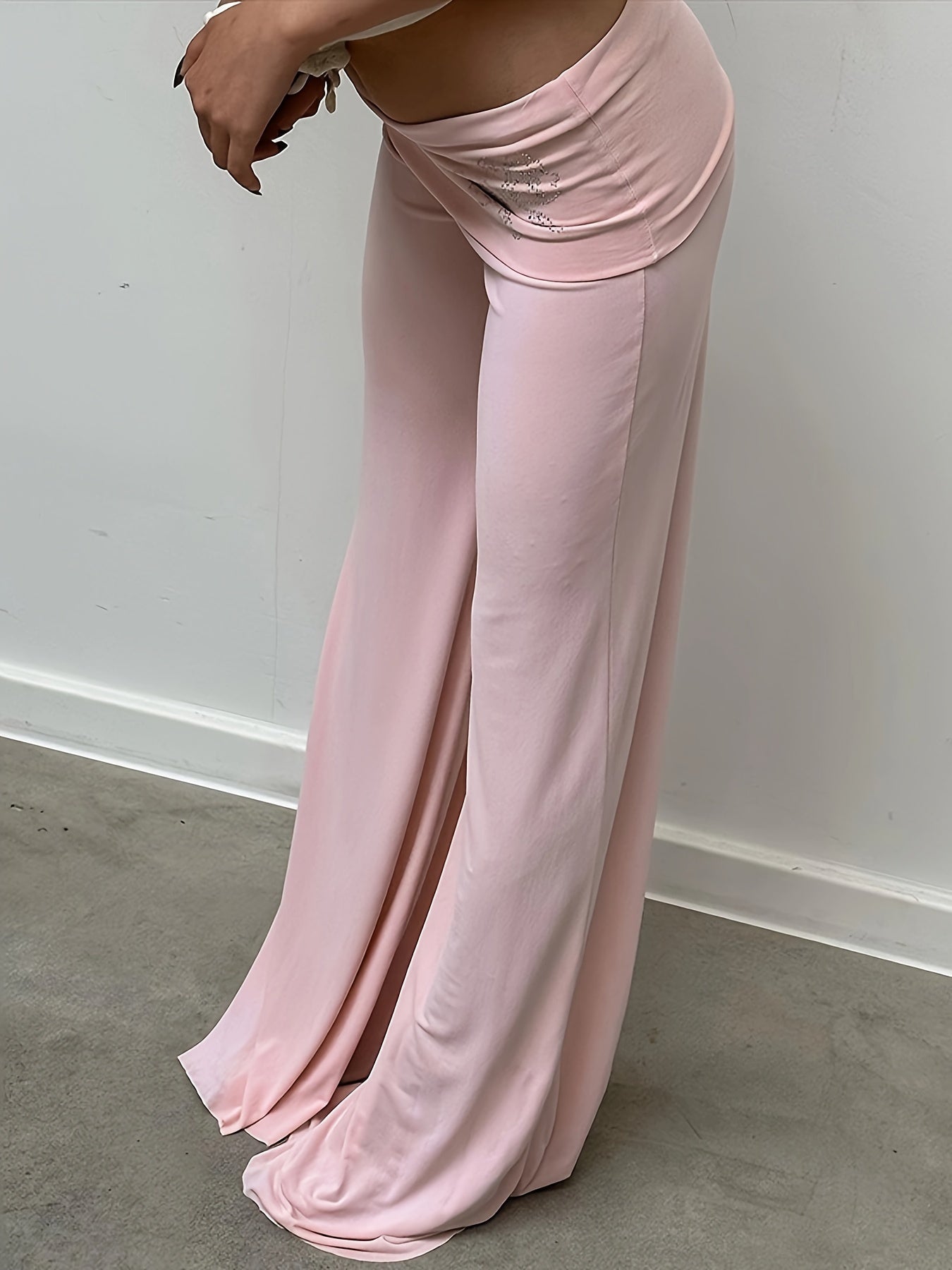 Elegant Rhinestone Butterfly Flowy Pants - Comfortable, Breathable Fabric, Perfect for Any Occasion - Women's Fashion