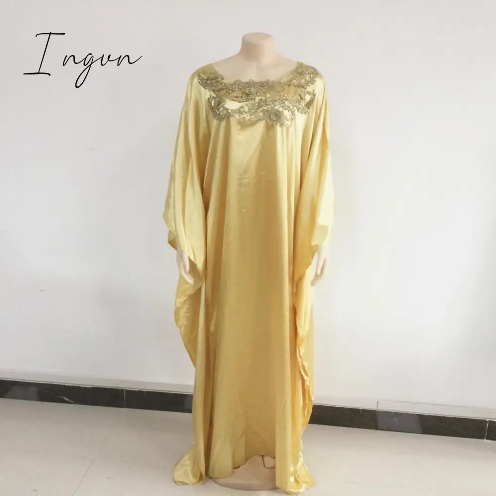Ingvn - Lotus Leaf Digital Print Maxi Dress Spring and summer retro style African ladies loose V-neck dress