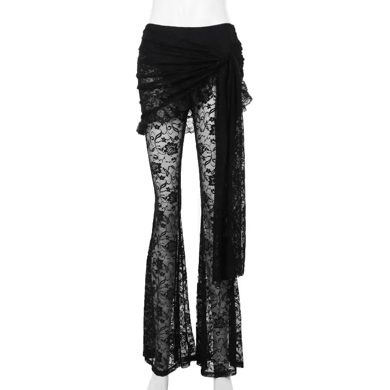 New Arrival Gothic Style Vintage Black Double-layered  Crop Top for Women Summer