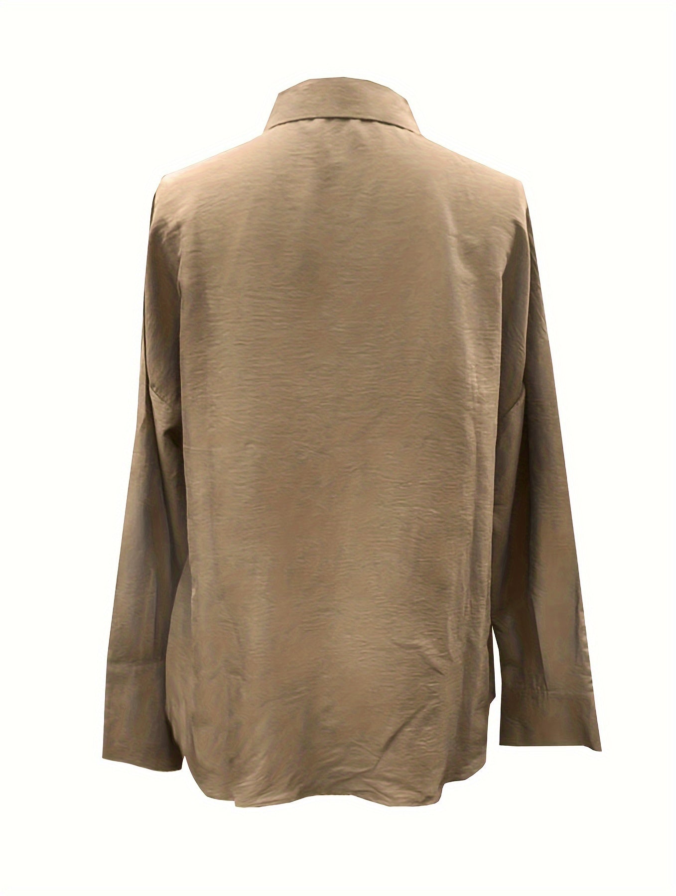Women's Casual Solid Color Button Up Shirt - Long Sleeve, Loose Collared, Perfect for Spring and Fall, Relaxed Fit, Easy to Wear, Versatile and Timeless