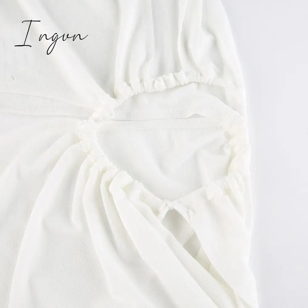 Ingvn - Fashion White Elegant Maxi Dress Summer Women Sexy One Shoulder Split Long Dress Female Fashion Cut Out Club Party Dress Beachwear