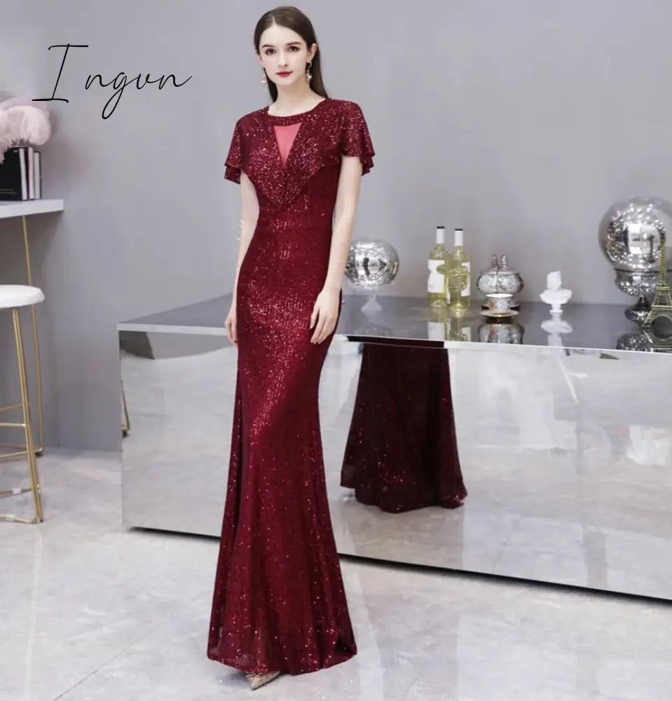 Ingvn - womens fashion Sexy Rose Gold Evening Dress Robe De Soiree Party Dresses Bridesmaid Dress Mariage Robe Vestidos Abiti Da Cerimoni Robe Femme