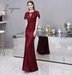Ingvn - womens fashion Sexy Rose Gold Evening Dress Robe De Soiree Party Dresses Bridesmaid Dress Mariage Robe Vestidos Abiti Da Cerimoni Robe Femme