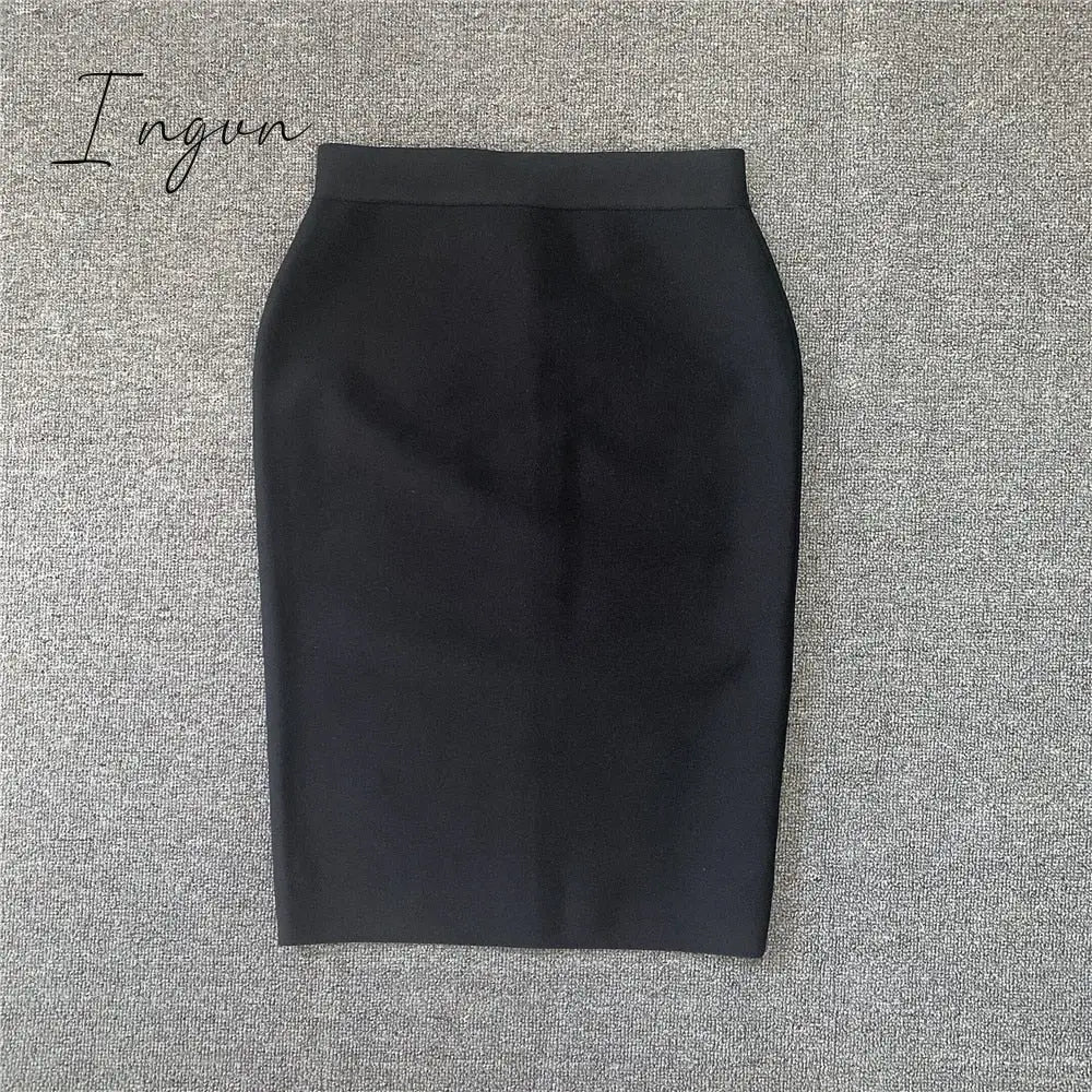 Ingvn - High Quality Women New Rayon Bandgae Skirt Elegant Pencil Skirt Celebrity Sexy Club Party Wear Vintage Vestios