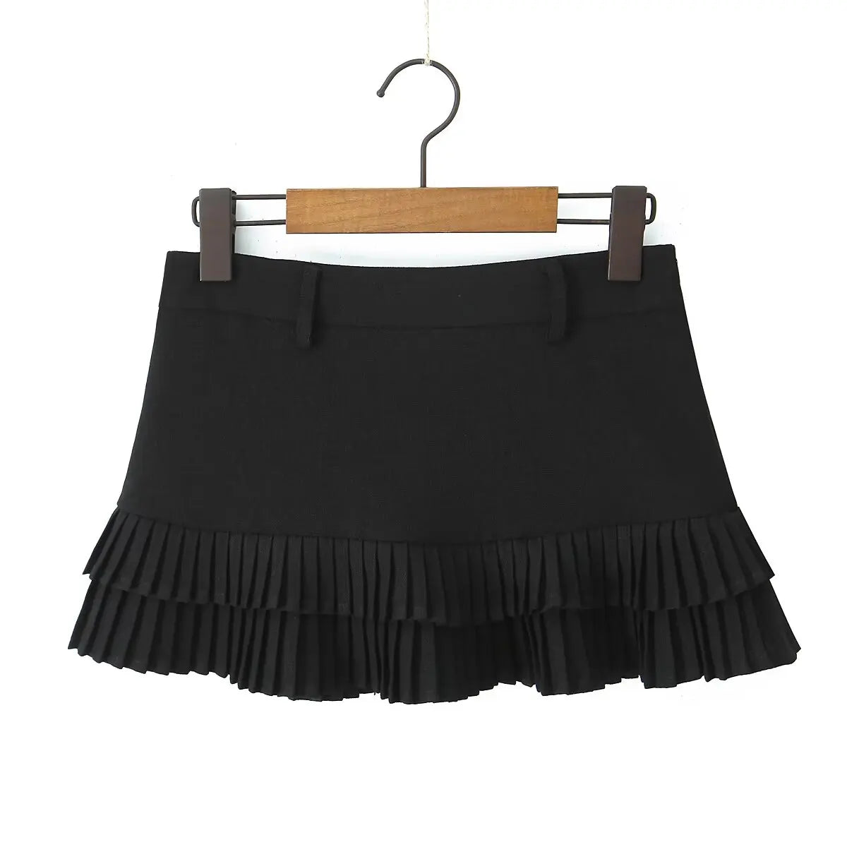 Cool Girl Y2K Pleated Mini Skirt Sexy Low Waist Short Skater Skirts With Shorts Lining