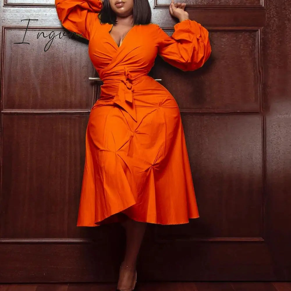 Ingvn - African Dresses For Women Fashion New Africa Summer New Style Puff Sleeve High Waist A line Elegant Night Party Vestidos