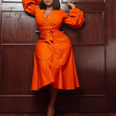 Ingvn - African Dresses For Women Fashion New Africa Summer New Style Puff Sleeve High Waist A line Elegant Night Party Vestidos