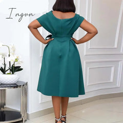 Ingvn - Women Solid Elegant Evening Party Dress Formal Classy Party Gowns Dress