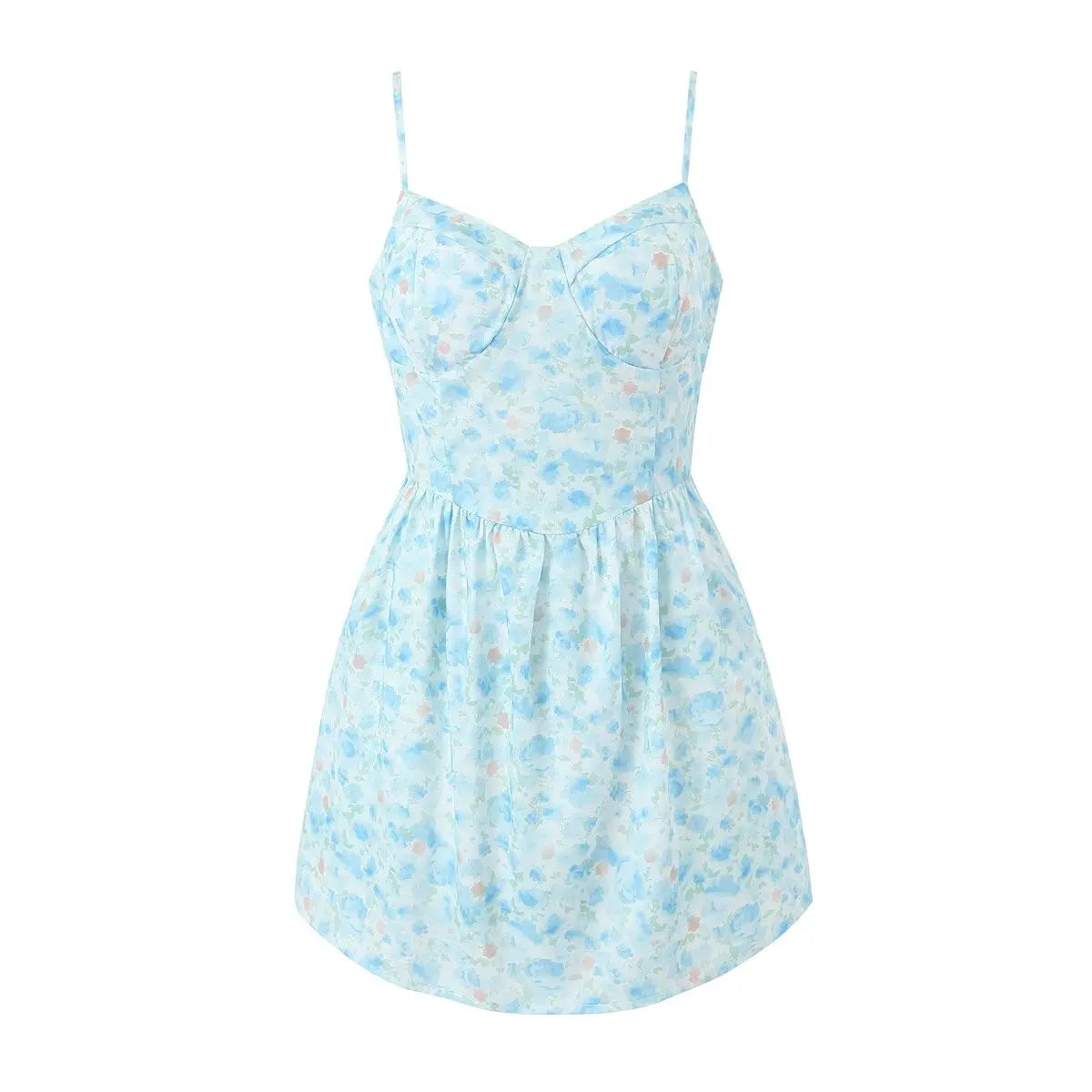 Summer Dress Women Sexy Spaghetti Straps A-line Mini Floral Print Dresses Holiday Robe Short Sundress