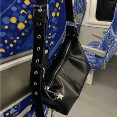 INGVN  Trendy Women Punk Solid Shoulder Handbags All Match Vintage Streetwear Crossbody Bags Casual Y2k Aesthetic Underarm Bag Japanese