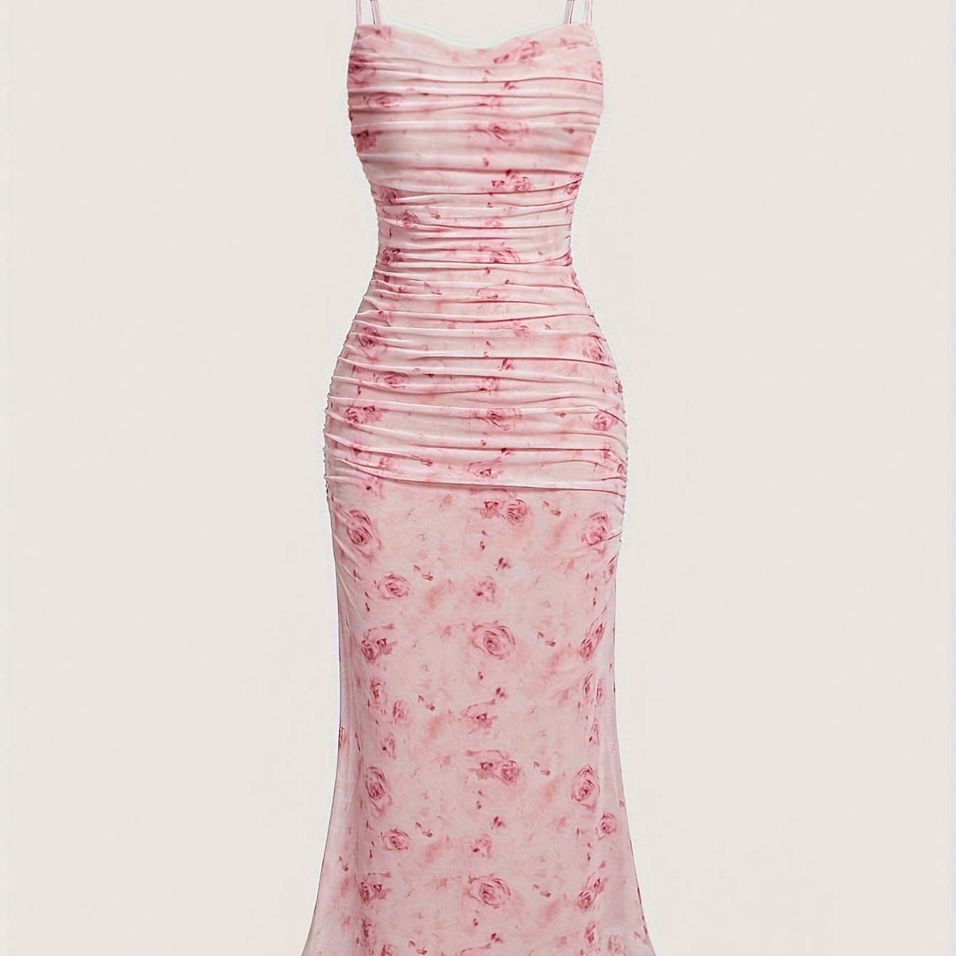 High Stretch Floral Print Mesh Cami Dress - Machine Washable, Lettuce Hem - Perfect for All Seasons