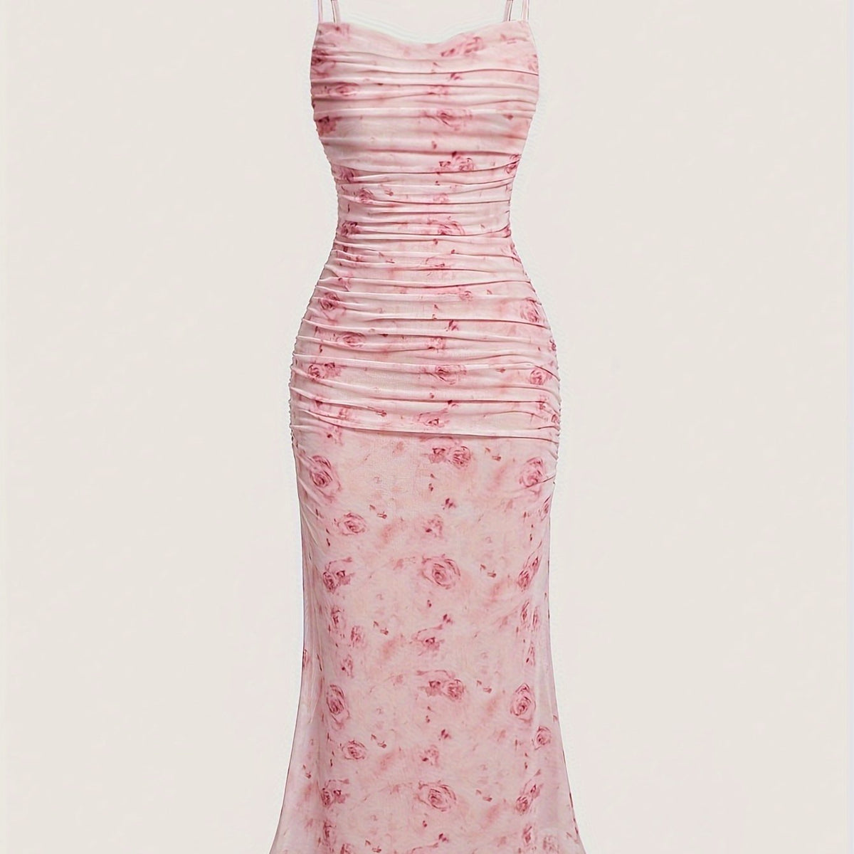 High Stretch Floral Print Mesh Cami Dress - Machine Washable, Lettuce Hem - Perfect for All Seasons