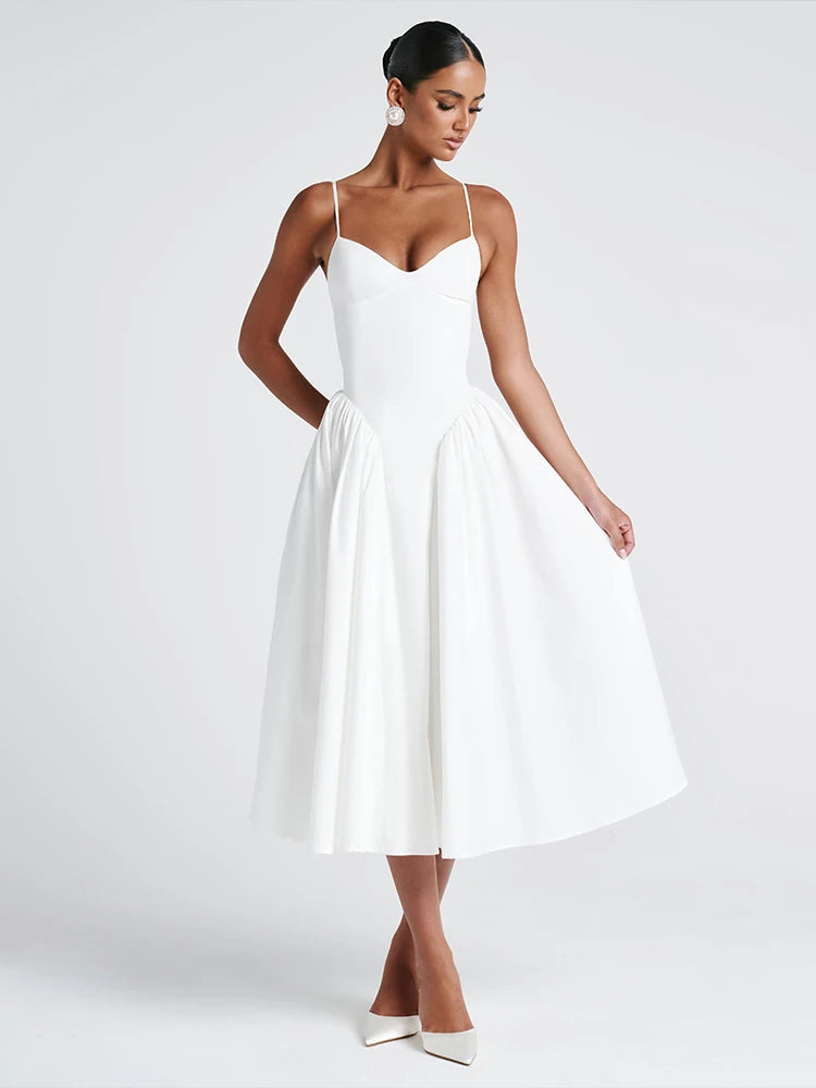 Temperament Low-Neck Elegant Dress Women Large Hem Halter Backless Skinny Summer New Trend Banquet Vacation Vestidos