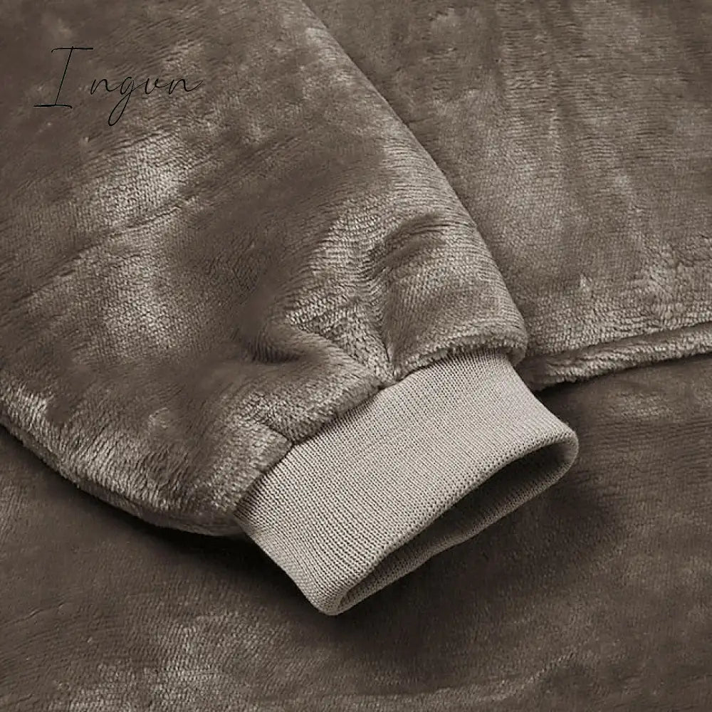 Ingvn - Women‘s Couple‘s Pajamas Nightgown Hoodie Blanket Wearable Blanket Christmas Grid / Plaid Pure Color Plush Simple Comfort Home Party Fleece Warm Gift Patchwork Pocket Fall Winter Black Gray