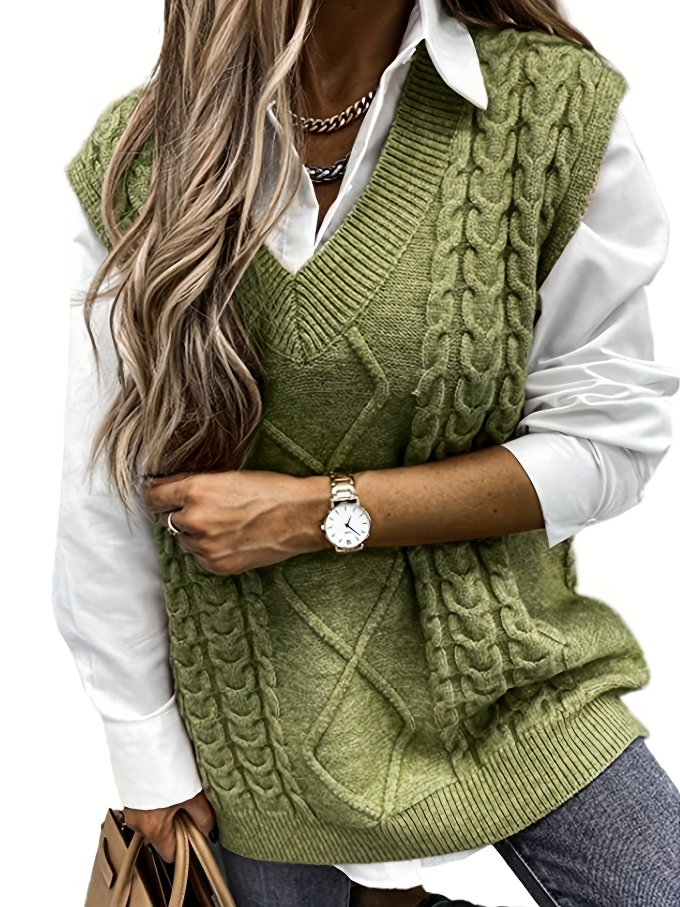V-Neck Knit Vest: Casual, Comfortable & Chic - Perfect for Spring/Fall, Solid Color, With Mid-Stretch for a Flattering Fit