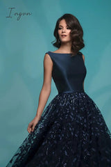 Ingvn - New Dark Nary Evening Dress Sequin Dress Dress Lady Elegant Evening Dress Long Dress
