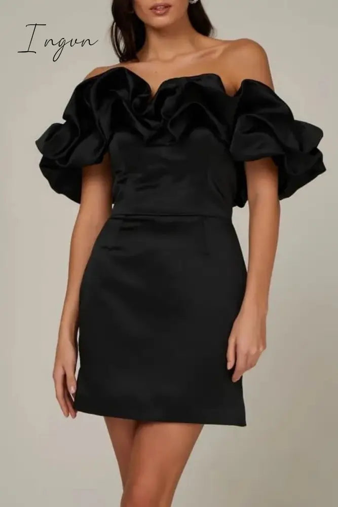 Ingvn - Sexy Solid Patchwork Backless Off the Shoulder Strapless Dress Dresses