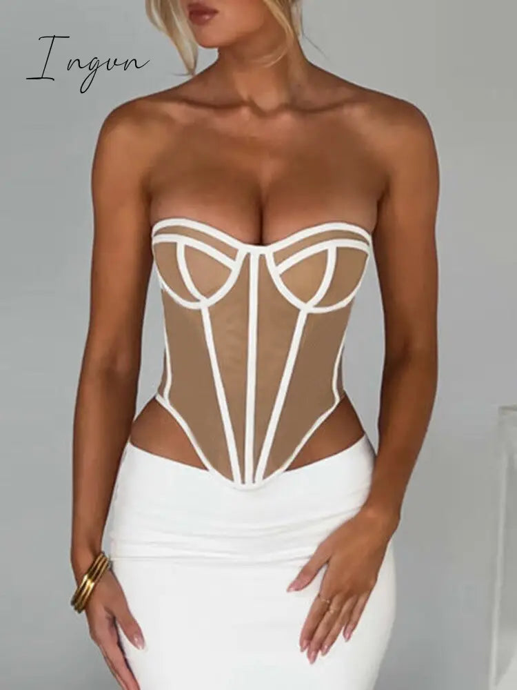 Ingvn - Strapless Sexy Club Party Tank Tops Women Vest Off-shoulder Sleeveless Corset Tops Female Fashion Skinny Crop Tops 2023