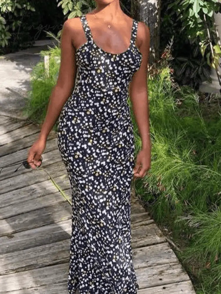 Ingvn - Summer Floral Print Maxi Dress