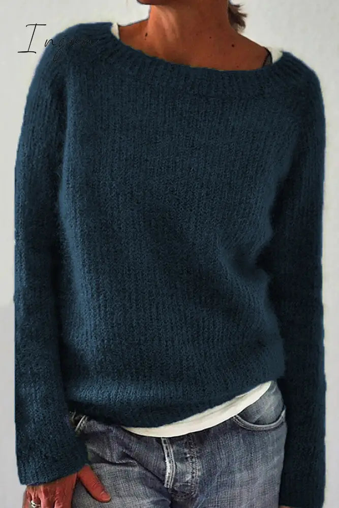Ingvn - Casual Solid Basic O Neck Tops Sweater