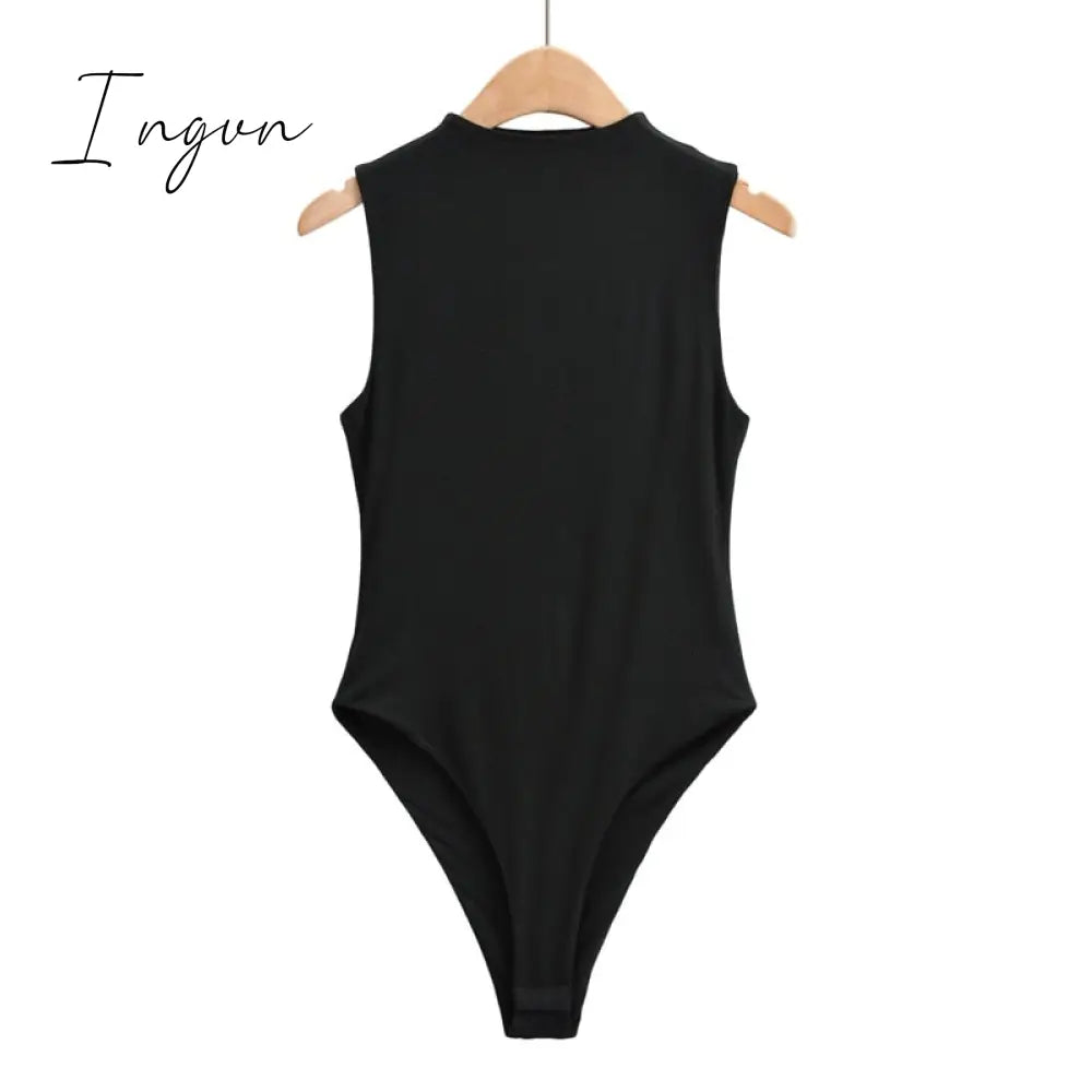 Ingvn - Summer outfits for women elegant bodysuit women sexy bodycon bodysuits black sleeveless one piece outfit women fashion