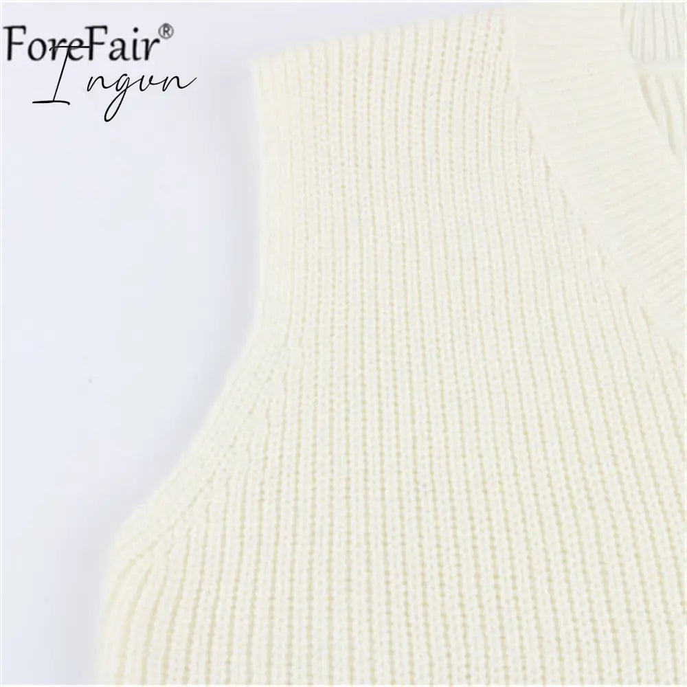 Ingvn - Women V Neck Sweater Vest Korean Preppy Style Solid Knitted Sleeveless Sweater Female Autumn Winter Casual Loose Pullover Jumper