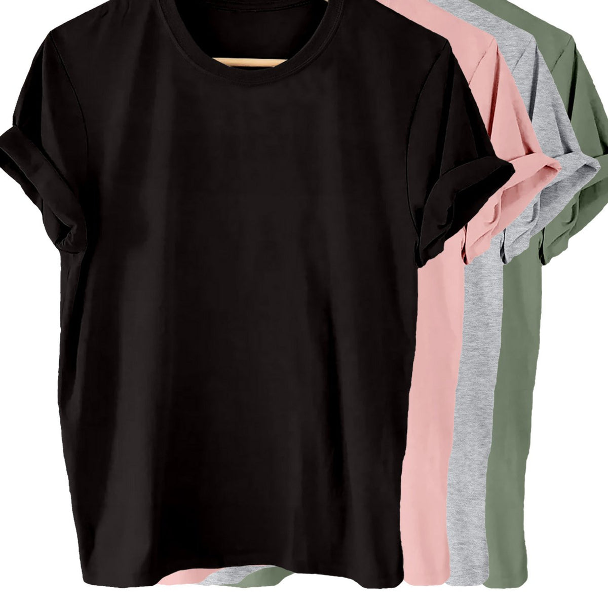 4-Pack Womens Solid Color T-Shirt - Short Sleeve Crew Neck Casual Tops - Soft & Breathable for Summer & Spring Stylish Wear