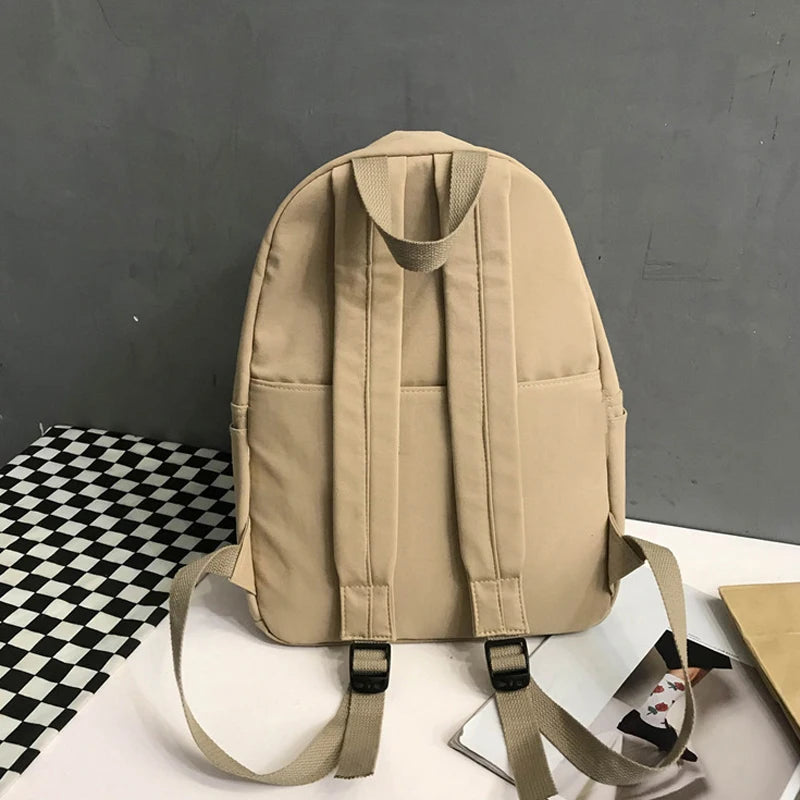 Ingvn  New Women's Fashion Women's Large Capacity University Backpack Cute Girls' Travel Backpack Cool Backpack Trendy Solid Color Back