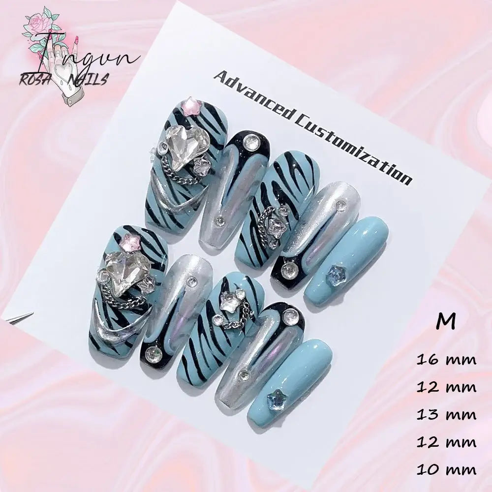 Punk Dragon Charms Press on Nail Artificial Long False Nails XS Black Dragons Goth Presson Tips Butterfly Fake Nail y2k Pressons