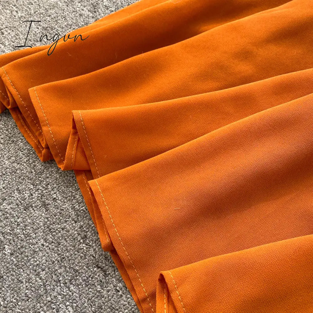 Ingvn - Woherb Chic Elegant Square Collar Maxi Dress Women Solid Chiffon Puff Sleeve Dresses Korean Fashion Vintage Ruffle Vestidos