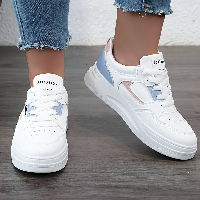 Spring Collection - Womens Fashion Sneakers - Stylishly Simple & Versatile - Non-slip Flat Sole for Outdoor Adventures - Comfortable Lace-up Design