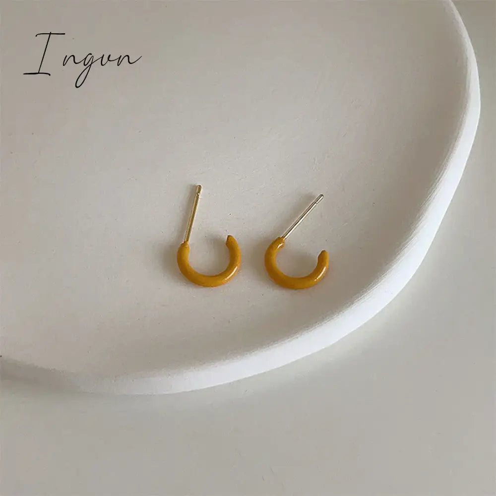 Trendy Simple Colorful Hoop Earrings for Women Exquisite Gold Plated Needle Studs Sweet Elegant Party Jewelry Girlfriend Gifts
