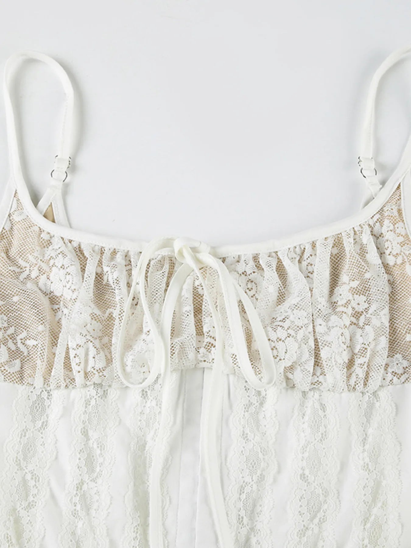 Lace Square Neck Ruffle Cami Dress