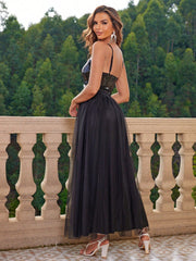 Summer women's clothing new fashion sequins inlaid mesh cloth covered camouflage formal dress