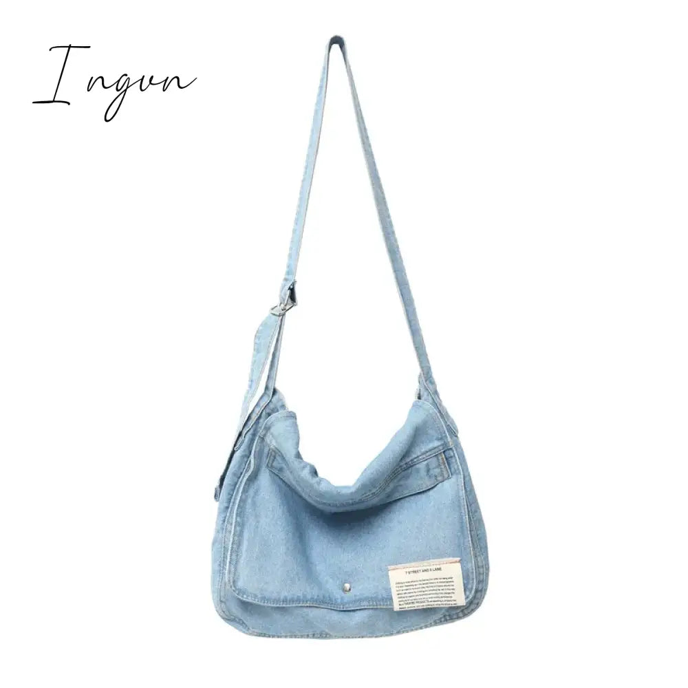 Ingvn - Denim Women's Bag 2024 New Eco Reusable Ladies Handbags Canvas Shopping Travel Shoulder Bags Unisex Jeans Crossbody Bag Shoppers