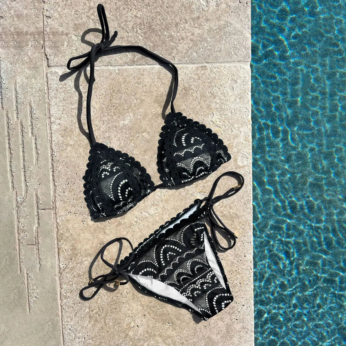 Black Lace Bikinis Sexy Women Swimsuit Female Swimwear Micro Bikini Set Bandeau Swimming Suit Beachwear Brazilian Biquini