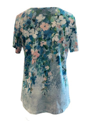 Chic Floral V-Neck Tee - Women's Breathable Short Sleeve Shirt for Spring/Summer Comfort