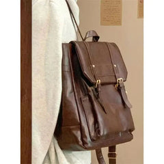 Ingvn  Japanese JK Uniform Style School Backpack Women Autumn New Vintage Brown Bag College Student Classroom Backpacks