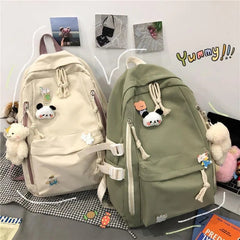 Ingvn  Girls Black Travel Waterproof School Bag Women New Nylon Laptop Book Bag Trendy Fashion Cute Female College Backpack Cool