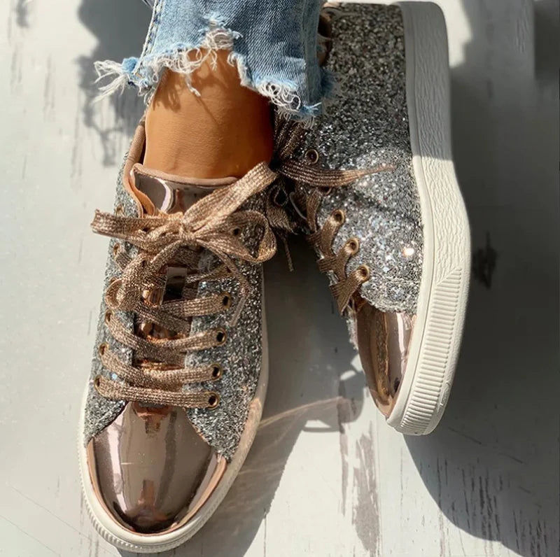 Sneakers Bling Luxury Shoe Glitter Casual Female Breathable Lace Up Outdoor Sport Women Vulcanize Shoes Zapatos De Mujer