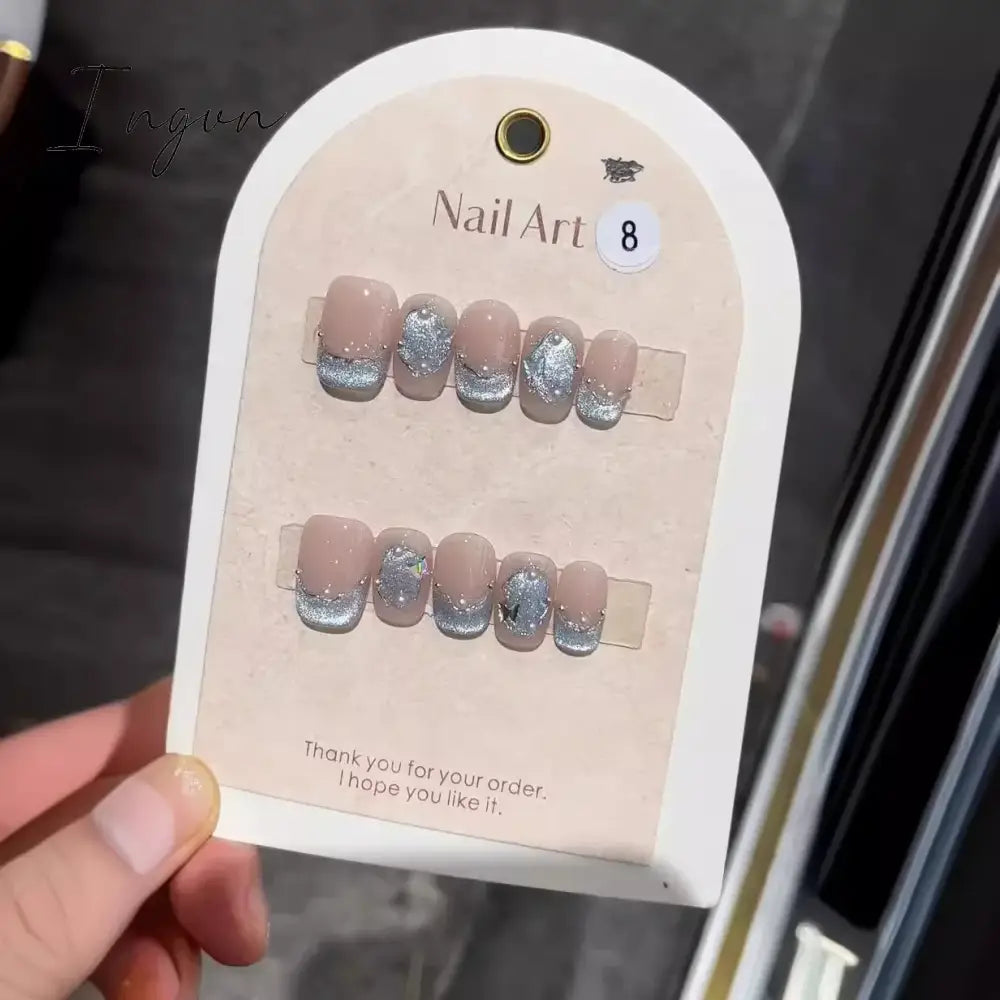 10Pcs Short Handmade Press on Nails Aurora Borealis Colours Ballet Wearable False Nails Decoration Full Cover Nail Tips Art
