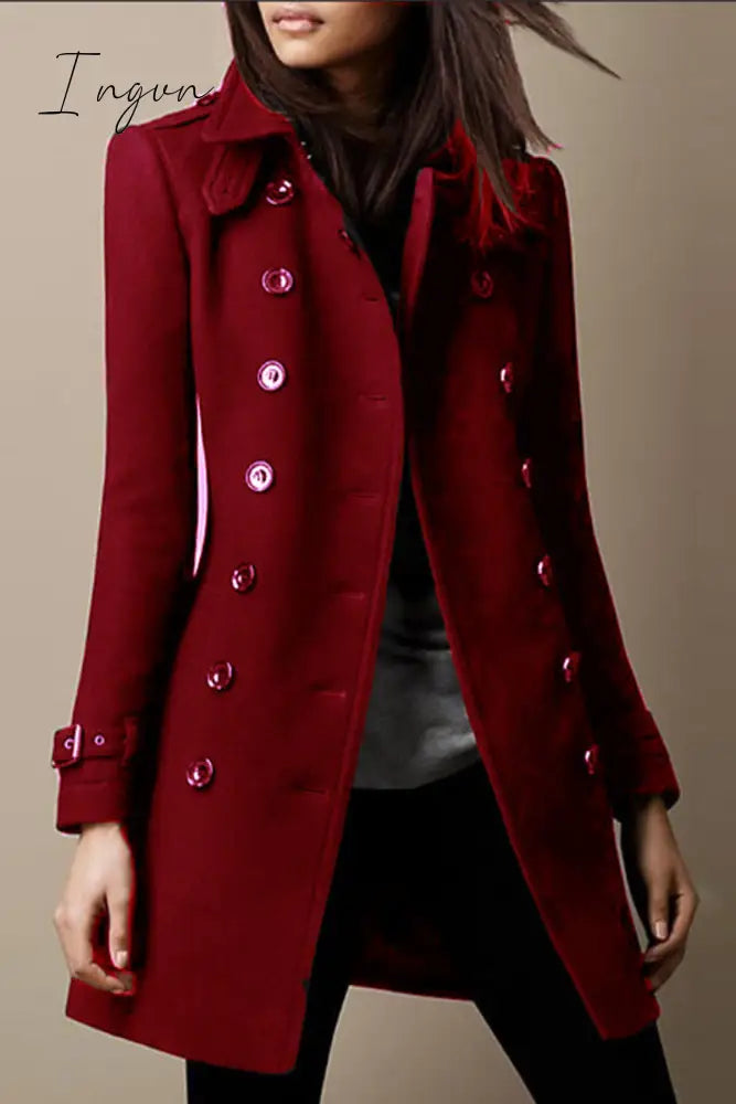 Ingvn - Casual Solid Buttons Mandarin Collar Outerwear