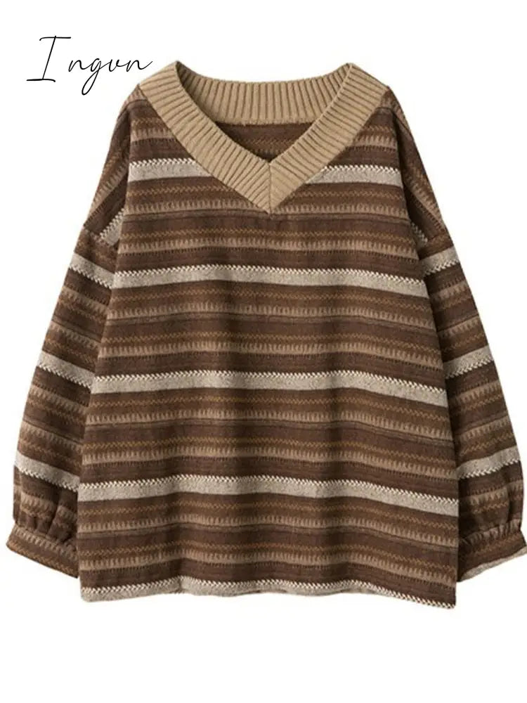 Ingvn - Retro Classic Striped Loose Sweater