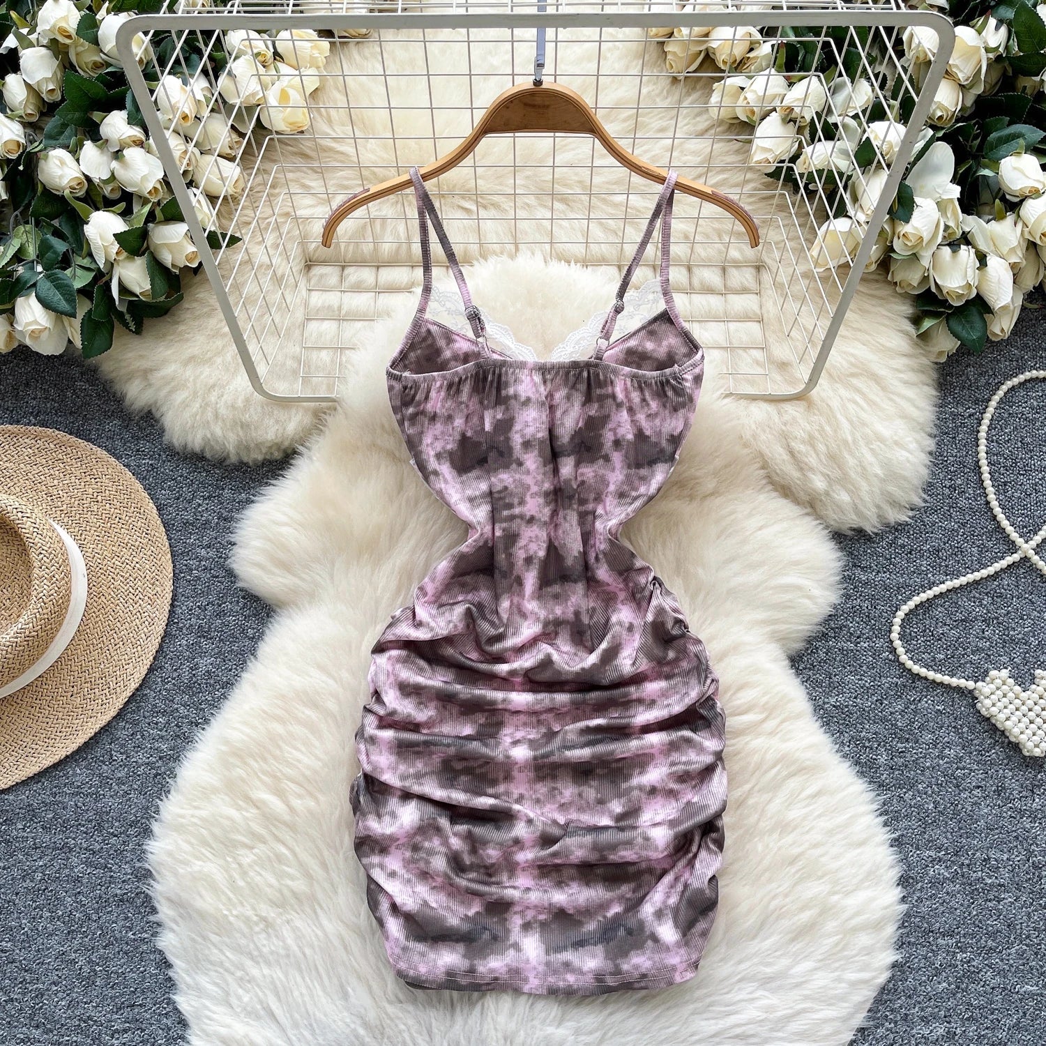 Chic Sexy butterfly print lace Spliced Fairy  Summer  Women Boho Sundress  women clothing mini dress
