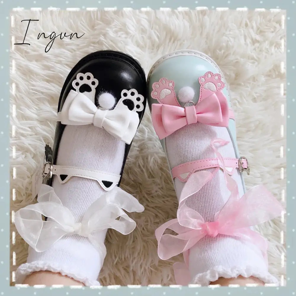 Ingvn - Japanese Design Cat Paw Cosplay Lolita Sweet Girls Shoes Jk Platform Anime Big Size 34-41 Harujuku Kawaii Cute Women Shoes