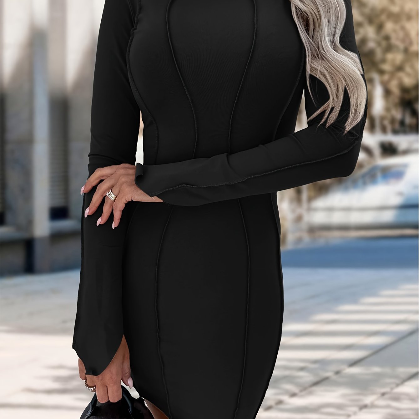 2024 Fall Collection: Women's Long Sleeve Bodycon Mini Dress, Solid Color, Casual Tight Party Club Fashion for Ladies