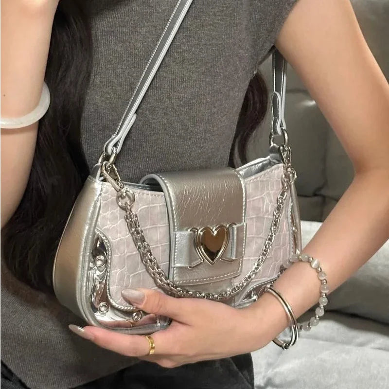 Ingvn  Y2k Casual Shoulder Bag for Women Pu Leather Fashion Designer Handbag Pu Leather Daily Luxury Advanced Ladies Armpit Bag