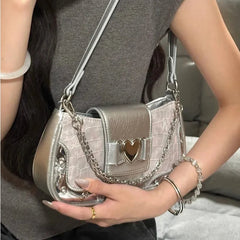 Ingvn  Y2k Casual Shoulder Bag for Women Pu Leather Fashion Designer Handbag Pu Leather Daily Luxury Advanced Ladies Armpit Bag